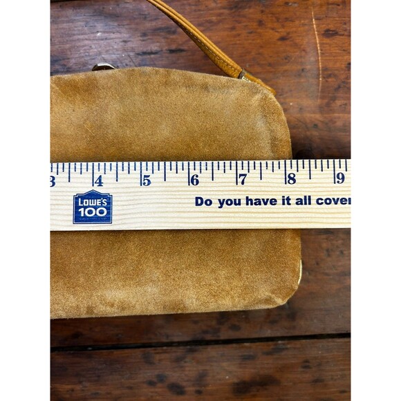 Vintage Tan Suede Handbag Purse Hard Sided Clasp Close Made In Italy READ - Picture 12 of 14
